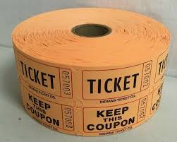 50/50 Raffle Tickets Orange Double Roll 2000