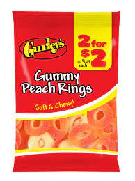 Gurley's Gummy Peach Rings Peg Bag 2/$2 12 count